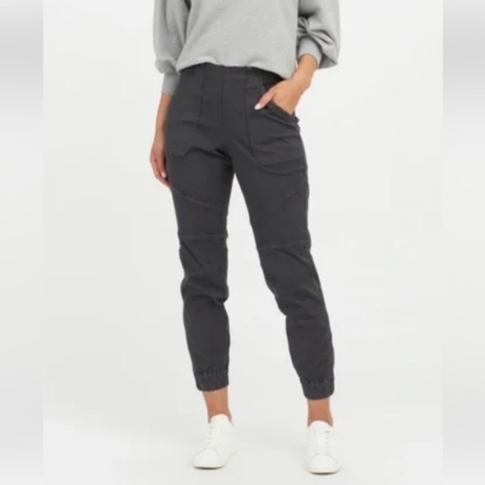 Spanx Twill High Rise Pull-On Cargo Jogger Pants Athleisure Outdoor Grey XL